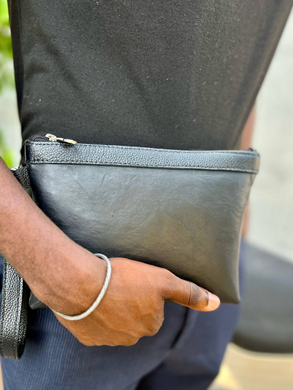 Pochette pour homme en cuir